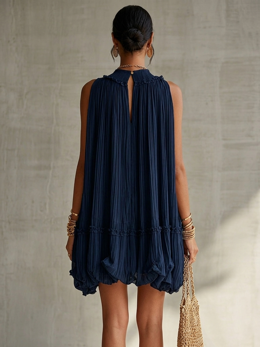 Camila • Minivestido de gasa con cuello americano y falda acolchada